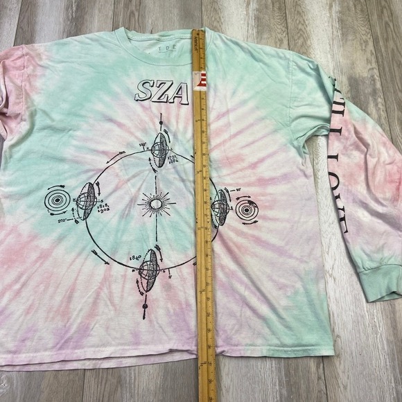 SZA SOS CTRL Still Love Shirt Womens L Blue Loose Tie Dye Long Sleeve Music Tour - Picture 5 of 9